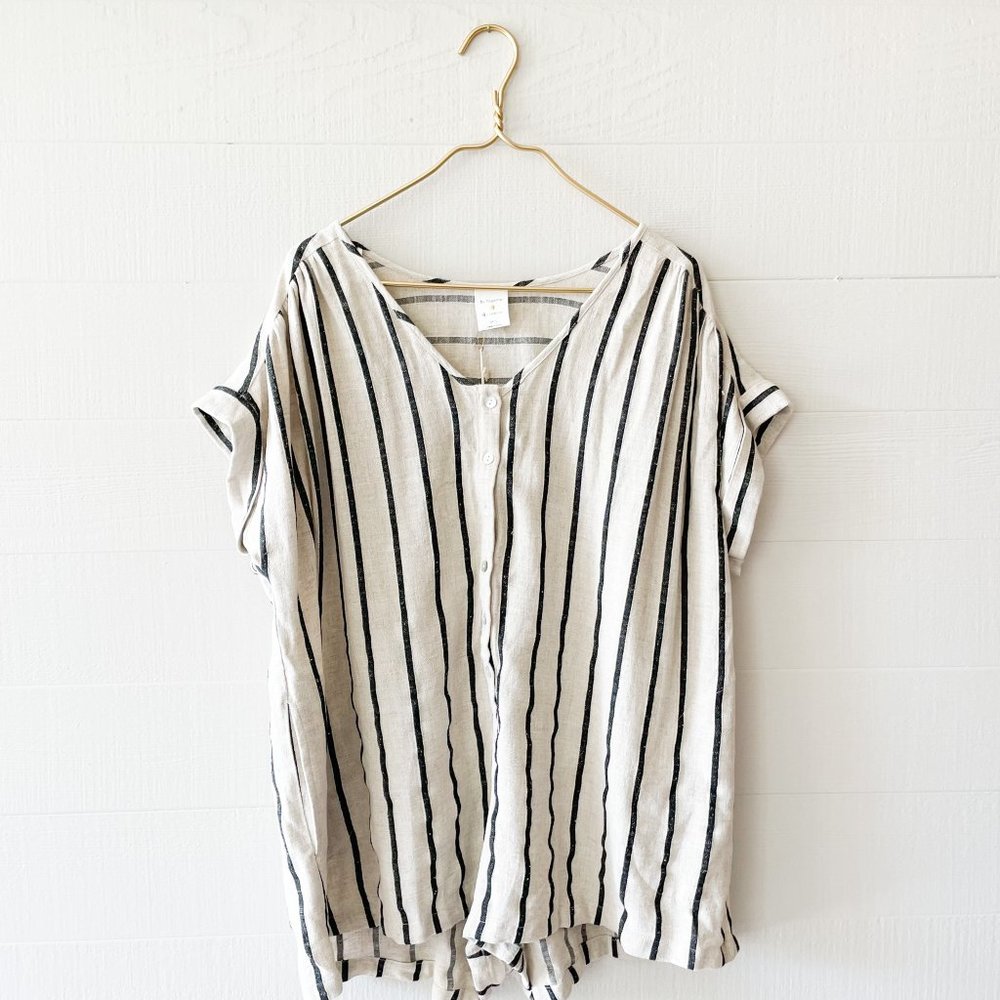 NWT Linen Blend Striped Romper Size M/L